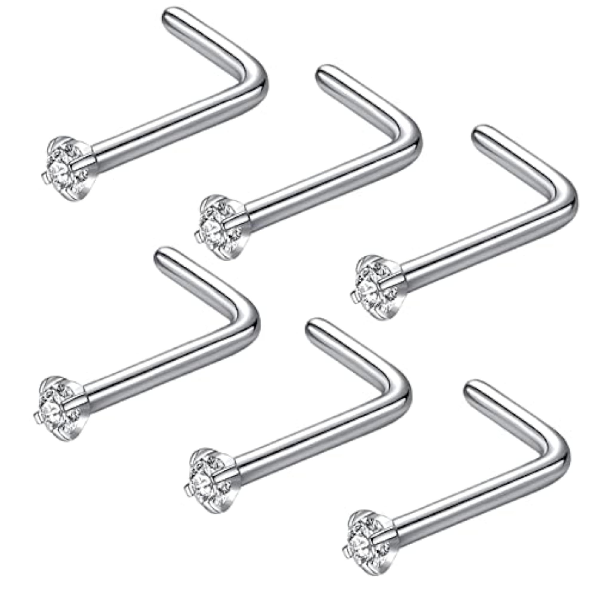 316L Surgical Steel Nose Ring Set, Cubic Zirconia